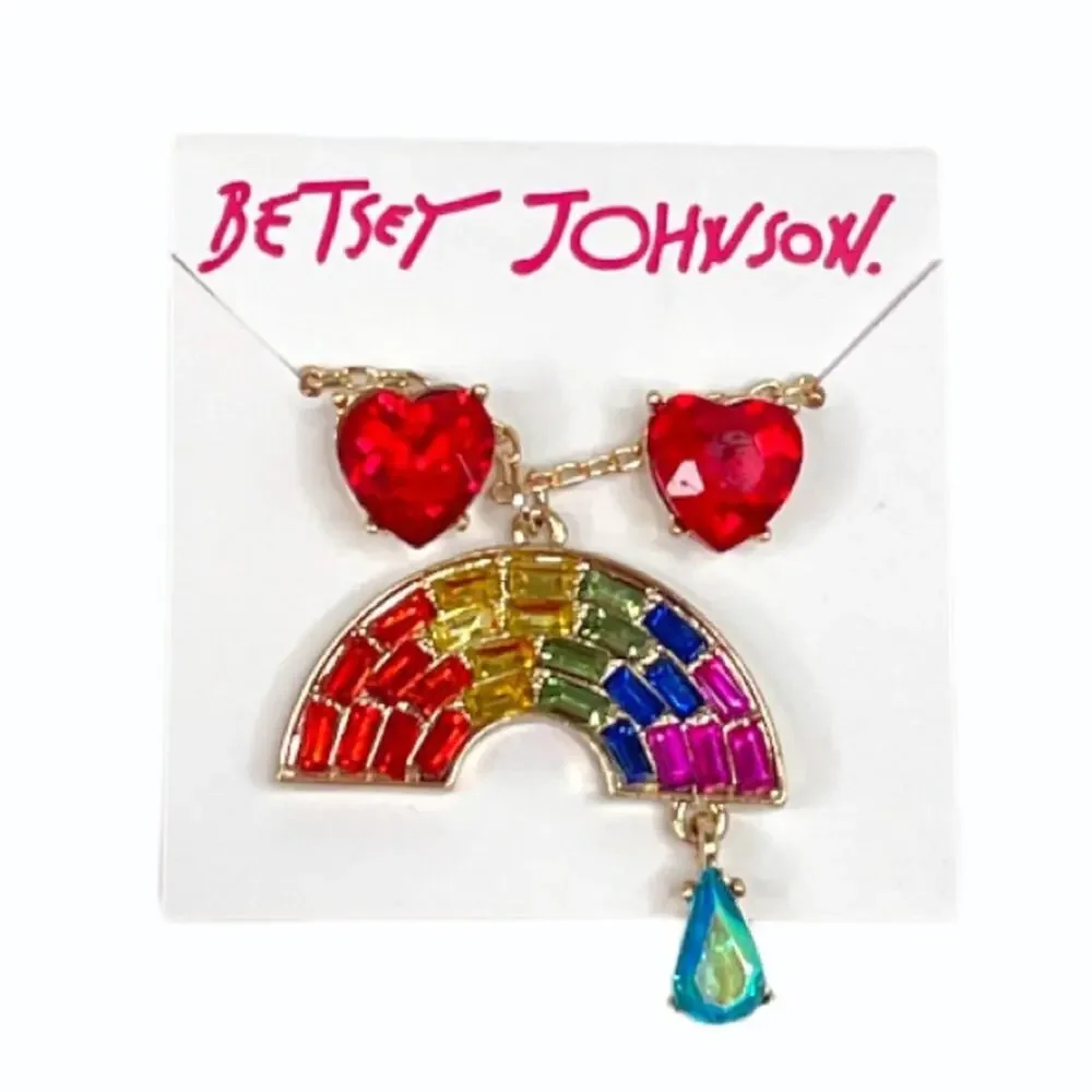 Betsey Johnson Retro Rainbow Necklace and Earrings